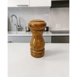 Vintage Wooden Salt Shaker Turned Wood Tabletop Kitchen Decor
